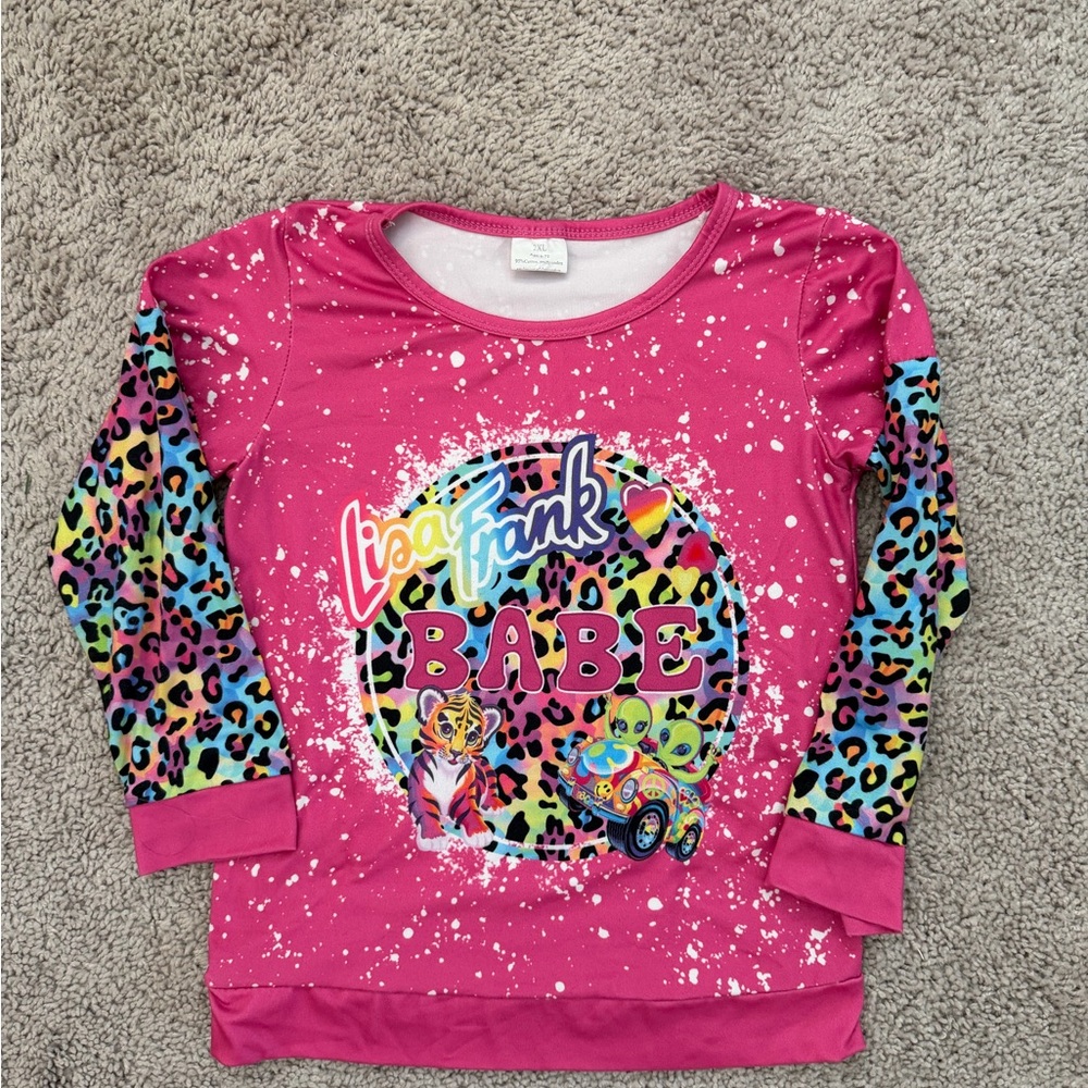 Lisa Frank Pink Multicolor Leopard Kids Sweatshirt